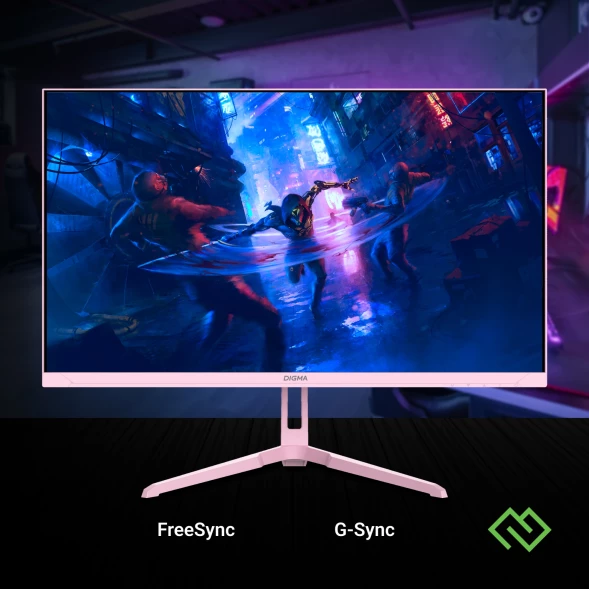 Монитор Digma 23.8&amp;quot; Overdrive 24P410F розовый IPS LED 2ms 16:9 HDMI матовая 300cd 178гр/178гр 1920x1080 200Hz G-Sync FreeSync DP FHD USB 3.7кг