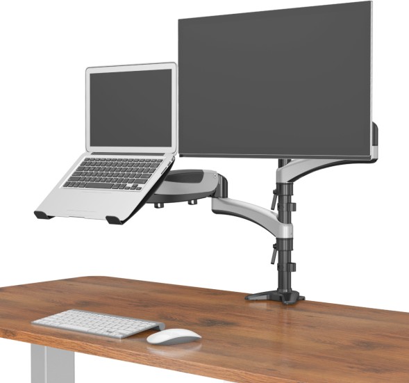 Кронштейн для монитора/ноутбука Cactus CS-VM-LH08-AL серебряный 13&amp;quot;-27&amp;quot; макс.8кг настольный поворот и наклон