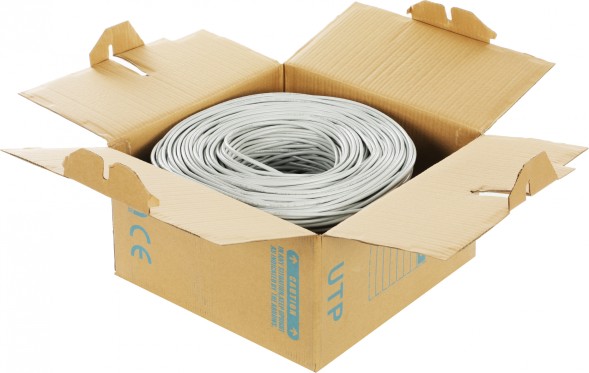 Кабель сетевой UTP 4 пары cat5E solid 0.40мм CCA 305м серый