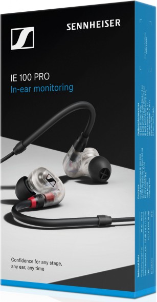 Наушники вкладыши Sennheiser IE 100 PRO 1.3м прозрачный/черный проводные в ушной раковине (508941)