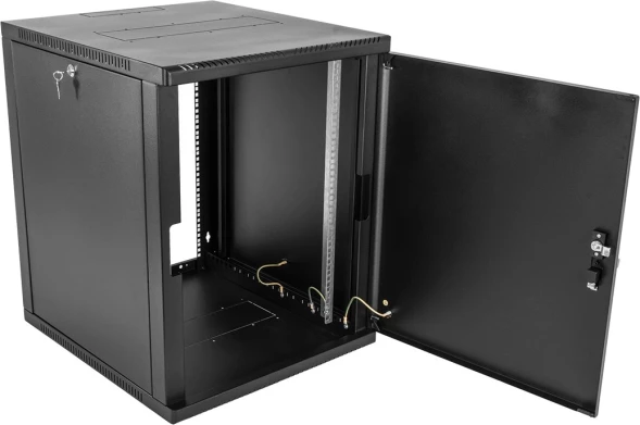 Шкаф коммутационный ЦМО (ШРН-6.350.1-9005) настенный 6U 600x350мм пер.дв.металл 200кг черный 300мм 10кг 180град. 346мм IP20 металл