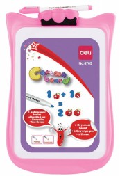 Доска маркерная Deli E8703 лак белый 20.6x30.3см пластик рама двухсторонняя маркер/стиратель