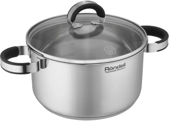 Кастрюля Rondell Brando RDS-1805 5.1л. d=24см (с крышкой) стальной