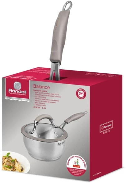 Ковш Rondell Balance RDS-752 1.4л. d=16см (с крышкой) стальной