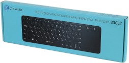 Клавиатура Оклик 830ST черный USB беспроводная slim Multimedia Touch