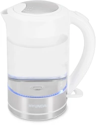 Чайник электрический Hyundai HYK-G9990 1.5л. 2000Вт белый/серебристый корпус: стекло