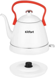Чайник электрический Kitfort КТ-6793 1л. 1500Вт белый/красный корпус: металл