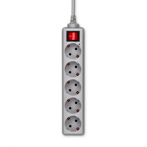 Сетевой фильтр Buro 500SL-1.5-G 1.5м (5 розеток) серый (пакет ПЭ)