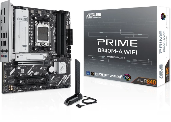 Материнская плата Asus PRIME B840M-A WIFI SocketAM5 AMD B840 4xDDR5 mATX AC`97 8ch(7.1) 2.5Gg RAID+HDMI+DP