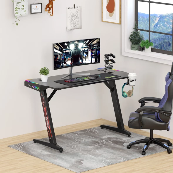 Стол игровой Cactus CS-GTZ-BK-RGB столешница ДСП черный каркас черный 127x76x63.5см