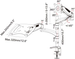 Кронштейн для монитора/ноутбука Cactus CS-VM-LH08-BK черный 13&amp;quot;-27&amp;quot; макс.8кг настольный поворот и наклон