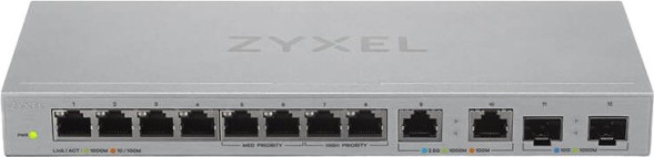 Коммутатор Zyxel XGS1010-12-ZZ0102F (L2) 8x1Гбит/с 2x2.5Гбит/с 2SFP+ неуправляемый