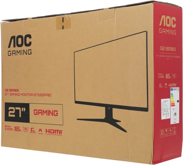 Монитор AOC 27&amp;quot; 27G2SPAE черный/красный IPS LED 1ms 16:9 HDMI M/M матовая 250cd 178гр/178гр 1920x1080 165Hz G-Sync FreeSync Premium VGA DP FHD 4.53кг