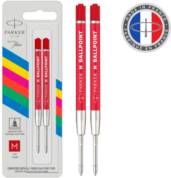 Стержень шариковый Parker QuinkFlow Basic Z09 (CW2166545) M 1мм красные чернила блистер (2шт)