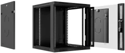 Шкаф коммутационный Cabeus (SH-05F-9U60/45-BK) настенный 9U 600x450мм пер.дв.стекл 60кг черный 390мм 20кг 220град. 501мм IP20 сталь