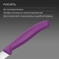 Нож кухонный Victorinox Swiss Classic 6.7235.C1 стальной универсальный для стейка/пиццы лезв.110мм серрейт. заточка пурпурный