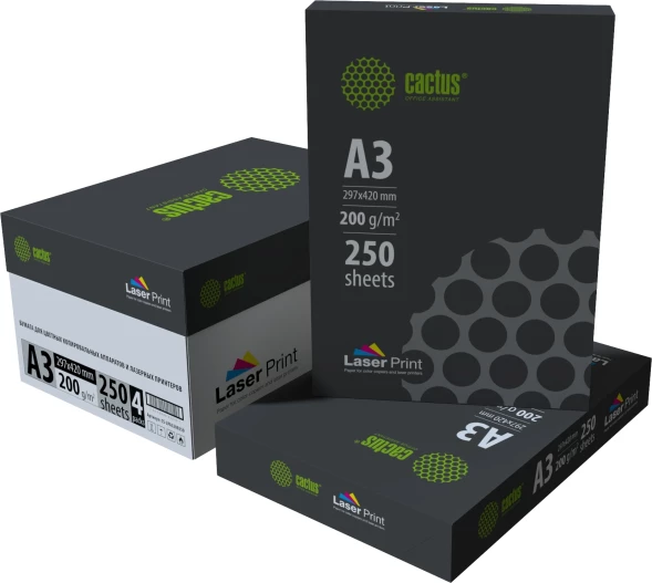 Бумага Cactus CS-LPA3200250 A3/200г/м2/250л./белый CIE170% для лазерной печати