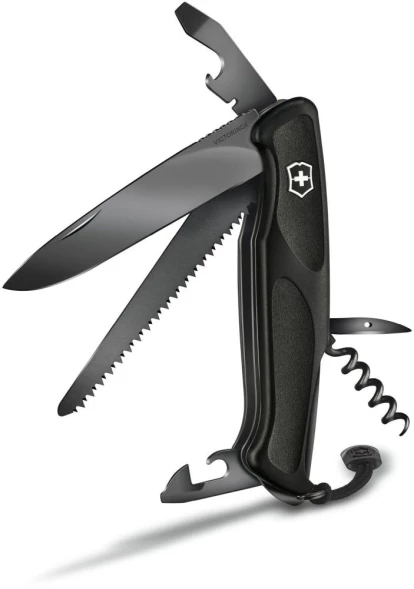 Нож перочинный Victorinox RangerGrip Onyx (0.9563.C31P) 130мм 12функц. черный подар.коробка в комплекте: шнурок