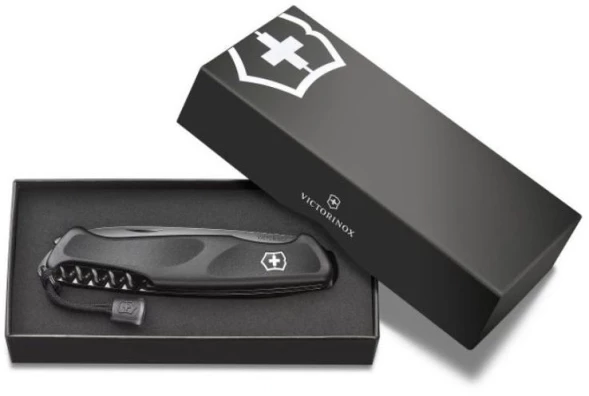 Нож перочинный Victorinox RangerGrip Onyx (0.9563.C31P) 130мм 12функц. черный подар.коробка в комплекте: шнурок
