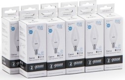 Лампа светодиодная Gauss Elementary 8Вт цок.:E14 свеча 220B 4100K св.свеч.бел.нейт. С35 (упак.:10шт) (33128)