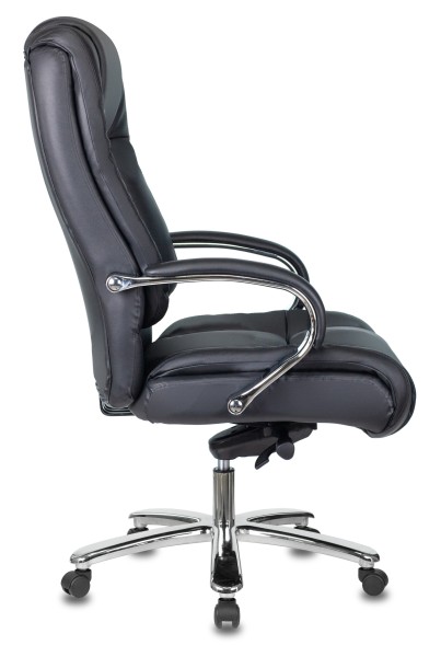 Кресло руководителя Бюрократ T-9925SL черный кожа крестов. металл хром