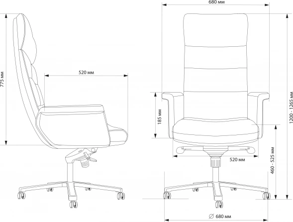 Кресло руководителя Cactus CS-LGR-DUBLIN темно-серый сиденье темно-серый кожа крестов. алюминий