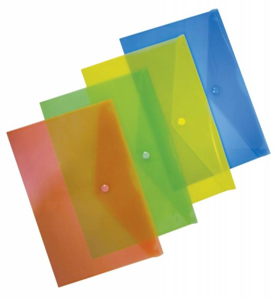 Конверт на кнопке Бюрократ -PK803AGRN A4 пластик 0.18мм зеленый