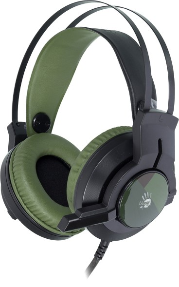 Наушники с микрофоном A4Tech Bloody J450 черный/зеленый 1.8м мониторные оголовье (J450)