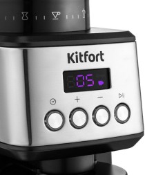 Кофемолка Kitfort КТ-790 180Вт сист.помол.:жернова вместим.:320гр нержавеющая сталь/черный