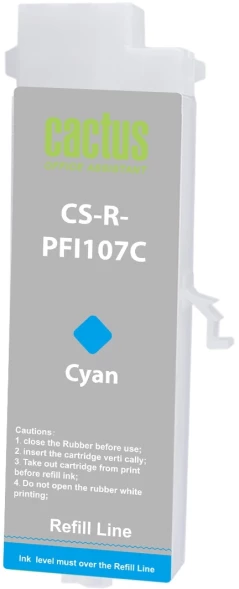 Картридж перезаправляемый струйный Cactus CS-R-PFI107C голубой (260мл) для Canon imageProGRAF iPF670/680/685/770/780/785 без чипа