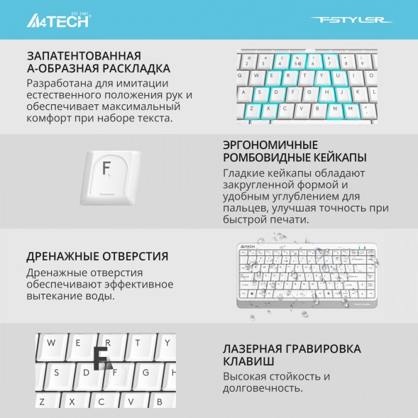 Клавиатура A4Tech Fstyler FKS11 белый/серый USB