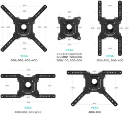 Кронштейн для телевизора Onkron M4 черный 32&amp;quot;-65&amp;quot; макс.35кг настенный поворот и наклон