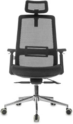 Кресло руководителя Бюрократ MC-912-H черный сетка с подголов. крестов. металл хром