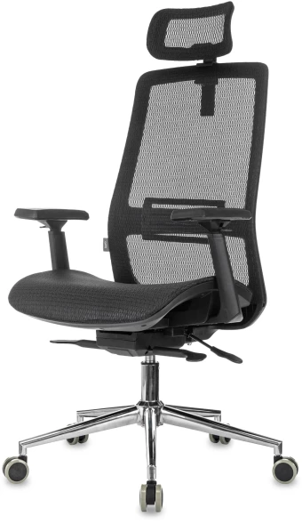 Кресло руководителя Бюрократ MC-912-H черный сетка с подголов. крестов. металл хром