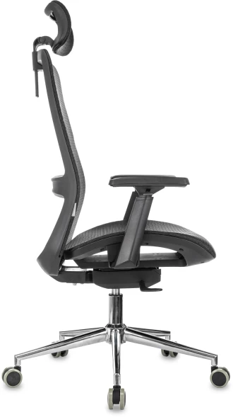 Кресло руководителя Бюрократ MC-912-H черный сетка с подголов. крестов. металл хром