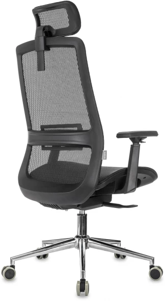 Кресло руководителя Бюрократ MC-912-H черный сетка с подголов. крестов. металл хром