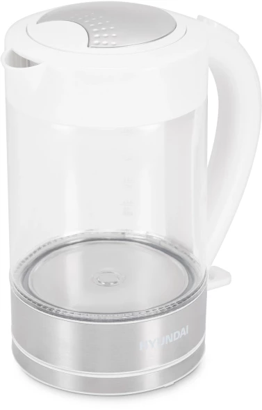 Чайник электрический Hyundai HYK-G9990 1.5л. 2000Вт белый/серебристый корпус: стекло