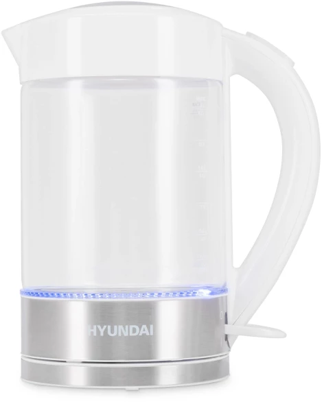 Чайник электрический Hyundai HYK-G9990 1.5л. 2000Вт белый/серебристый корпус: стекло