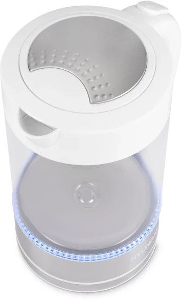 Чайник электрический Hyundai HYK-G9990 1.5л. 2000Вт белый/серебристый корпус: стекло