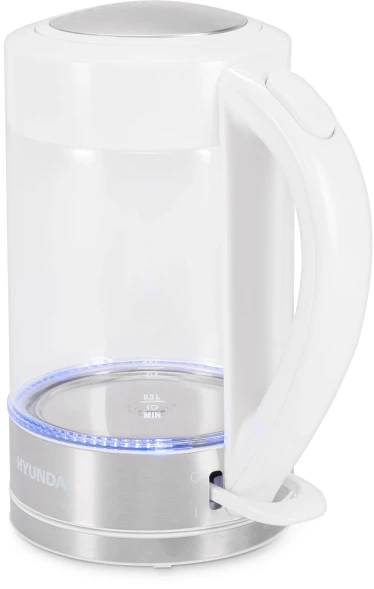 Чайник электрический Hyundai HYK-G9990 1.5л. 2000Вт белый/серебристый корпус: стекло