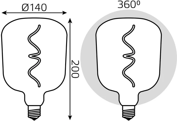 Лампа филам. Gauss Filament V140 5Вт цок.:E27 шар 220B 1800K св.свеч.бел.теп. (упак.:1шт) (1008802105)