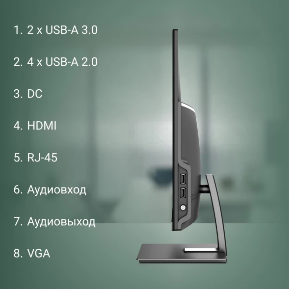 Моноблок Digma Action 21.5&amp;quot; Full HD N95 (1.7) 8Gb SSD256Gb UHDG 600 CR Windows 11 Pro GbitEth WiFi BT 60W клавиатура мышь Cam черный 1920x1080