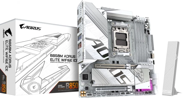 Материнская плата Gigabyte B850M A ELT WF6E ICE SocketAM5 AMD B850 4xDDR5 mATX AC`97 8ch(7.1) 2.5Gg RAID+HDMI