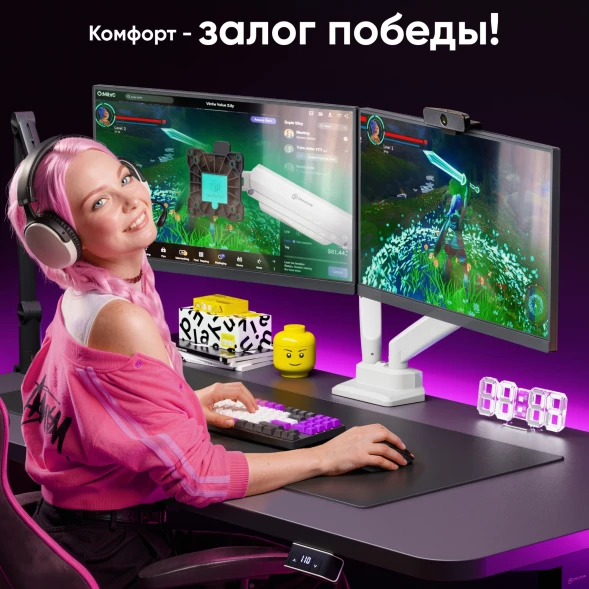 Кронштейн для мониторов Onkron G160 BW черный/белый 13&amp;quot;-32&amp;quot; макс.20кг настольный поворот и наклон верт.перемещ.