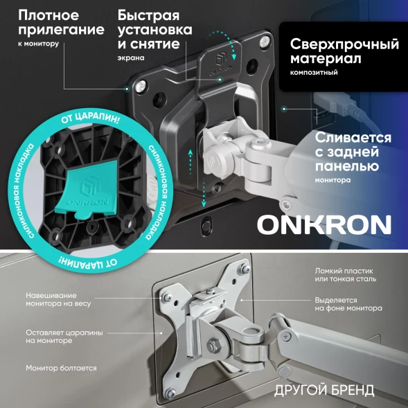 Кронштейн для мониторов Onkron G160 BW черный/белый 13&amp;quot;-32&amp;quot; макс.20кг настольный поворот и наклон верт.перемещ.