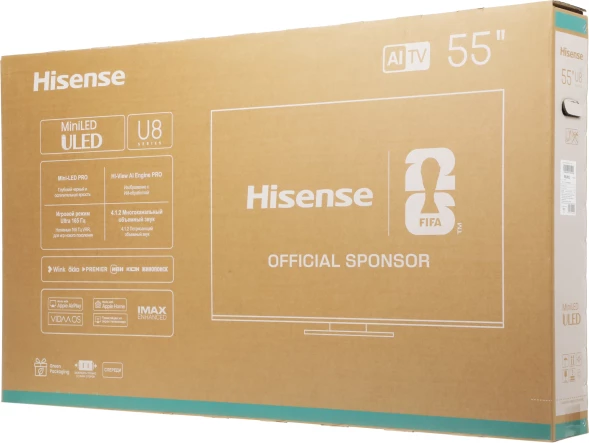 Телевизор LED Hisense 55&amp;quot; 55U8Q угольно-серый 4K Ultra HD 120Hz MEMC DVB-T DVB-T2 DVB-C DVB-S DVB-S2 USB WiFi Smart TV
