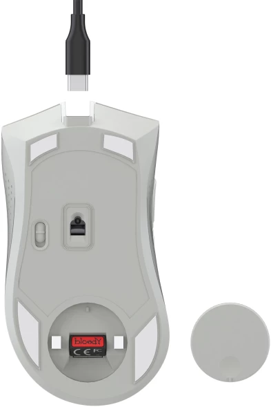 Мышь A4Tech Bloody R90 Plus белый оптическая 5000dpi беспров. USB 7but (R90 PLUS GREUISH WHITE)