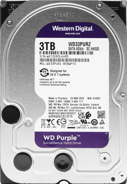 Жесткий диск WD SATA-III 3TB WD33PURZ Surveillance Purple (5400rpm) 256Mb 3.5&amp;quot;