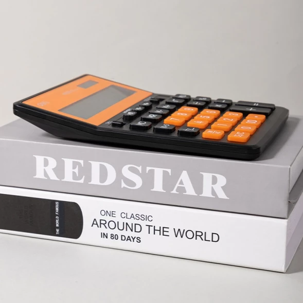 Калькулятор настольный Deli EM888A-BK-OR черный/оранжевый 12-разр.