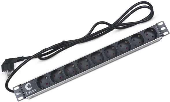 Блок распределения питания Cabeus PDU-9P-2EU гор.размещ. 9xSchuko 16A Schuko 2м